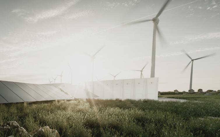 renewable energy solar panels and wind turbine
